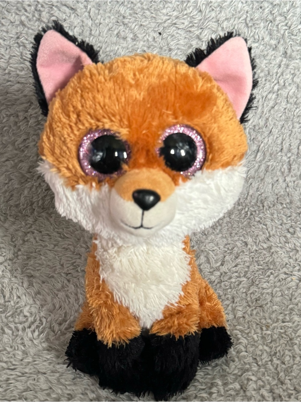 Ty Beanie Boos Slick the Fox Plush 9” Stuffed Animal Soft Toy Pink Glitter Eye